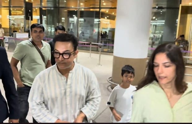 Aamir Khan returns to Mumbai with wife Gauri Spratt, stepson gets confused by paparazzi frenzy at airport