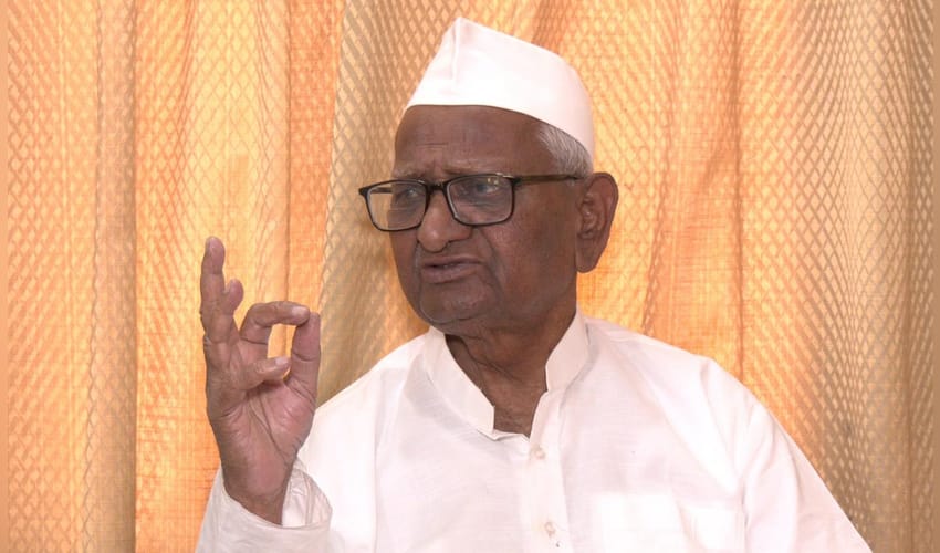Ahmednagar: Social activist Anna Hazare speaks to the media