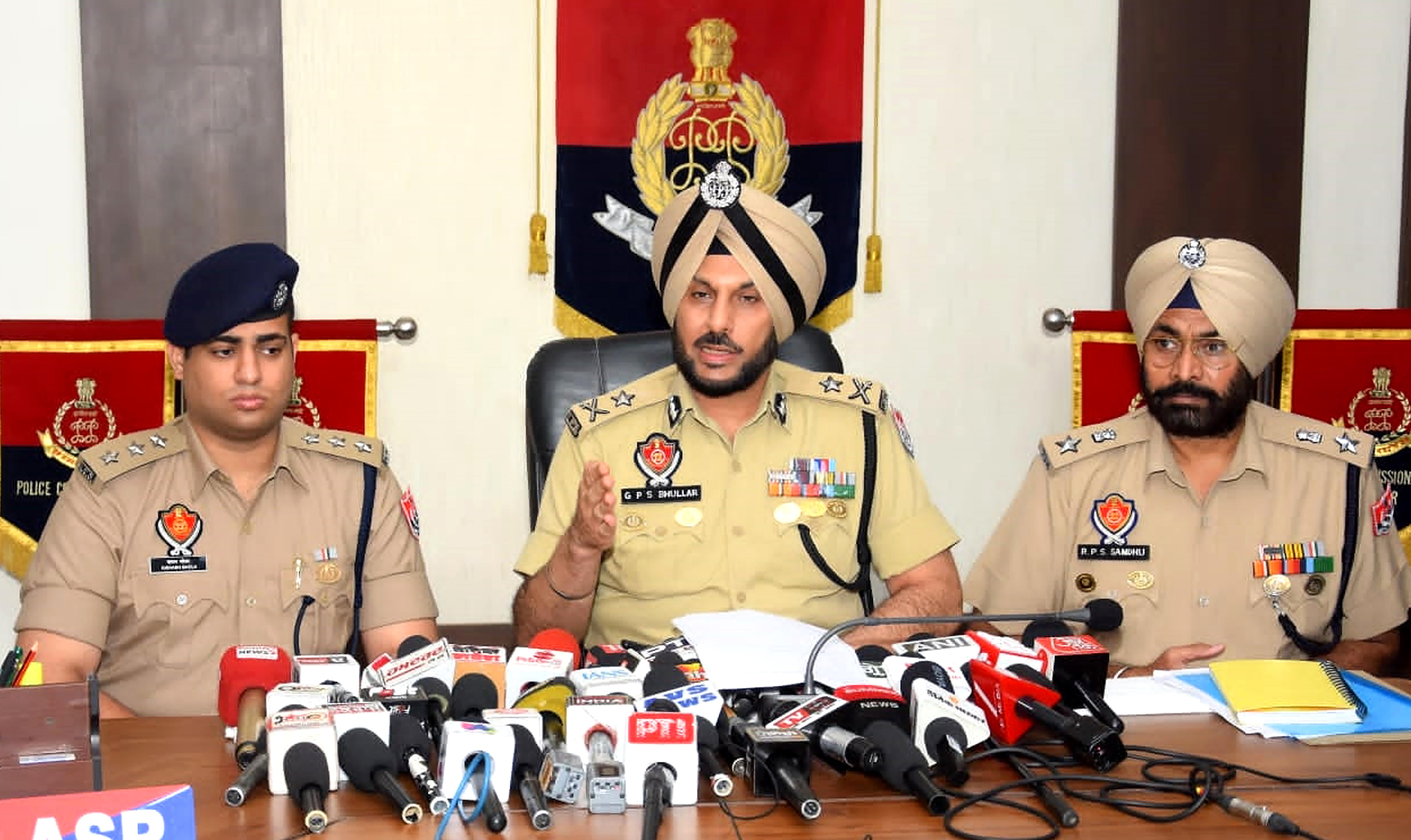 Amritsar: Police Commissioner Gurpreet Singh Bhullar addresses the media