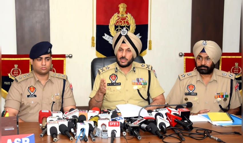 Amritsar: Police Commissioner Gurpreet Singh Bhullar addresses the media