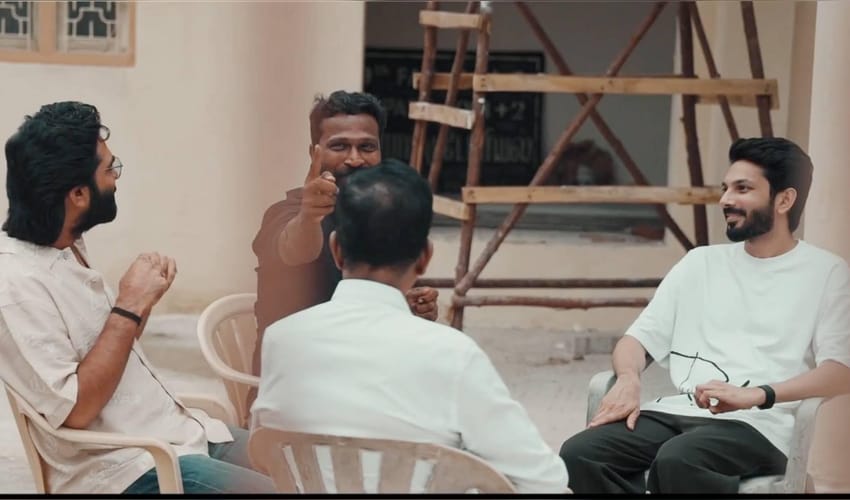 Anirudh pays surprise visit to Simbu's 'Arasan' set (Photo: Kalaipuli S Thanu/X)