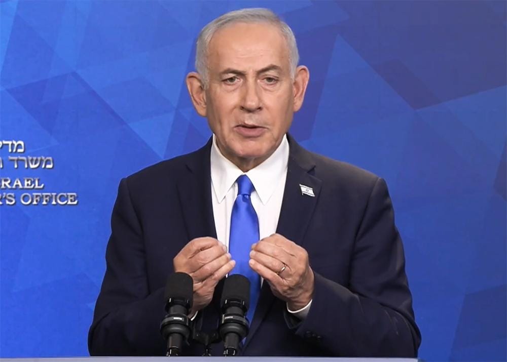 Benjamin Netanyahu addresses the media in Jerusalem