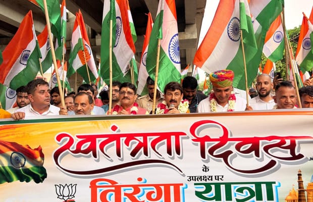 BJP Tiranga Yatras held in North East, Karol Bagh, Outer Delhi districts