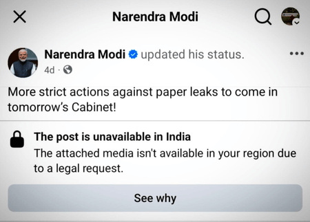 ‘Cannot be dismissed as technical error’: Parliamentary panel pulls up  Meta over PM Modi’s post removal