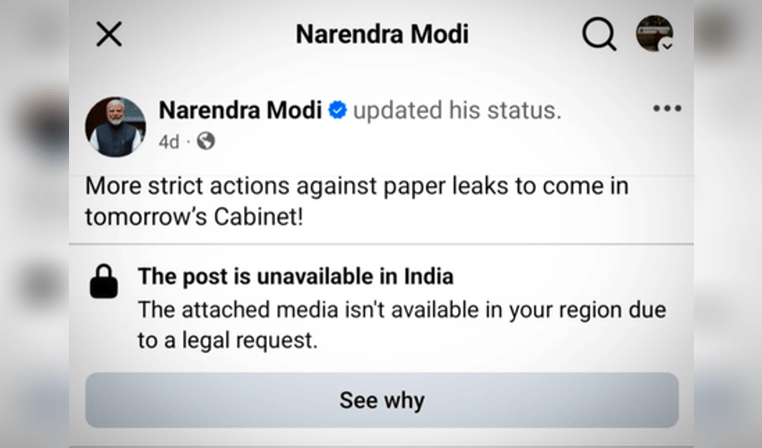 ‘Cannot be dismissed as technical error’: Parliamentary panel pulls up Meta over PM Modi’s post removal