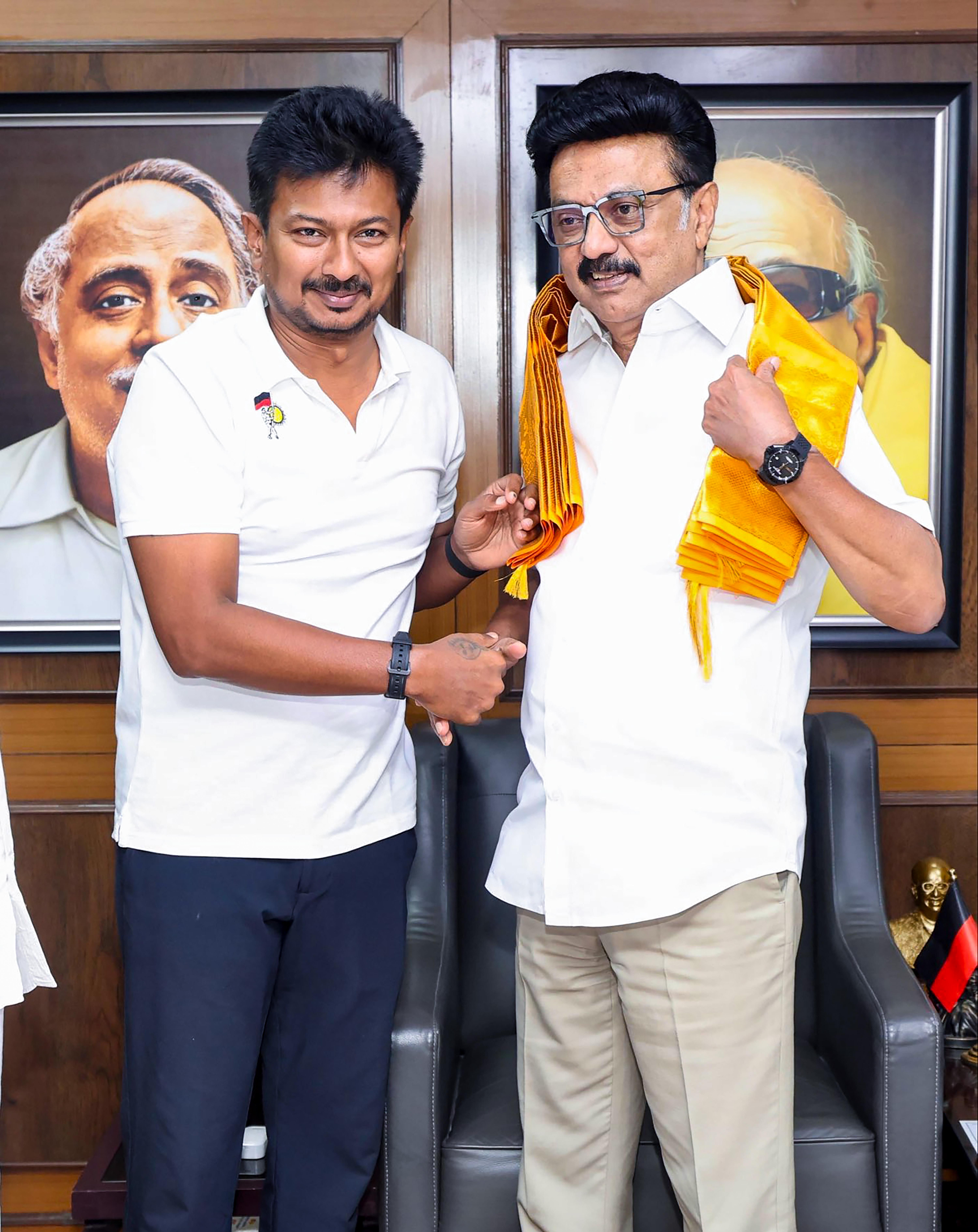 Chennai: Udhayanidhi Stalin Meets DMK President M.K. Stalin