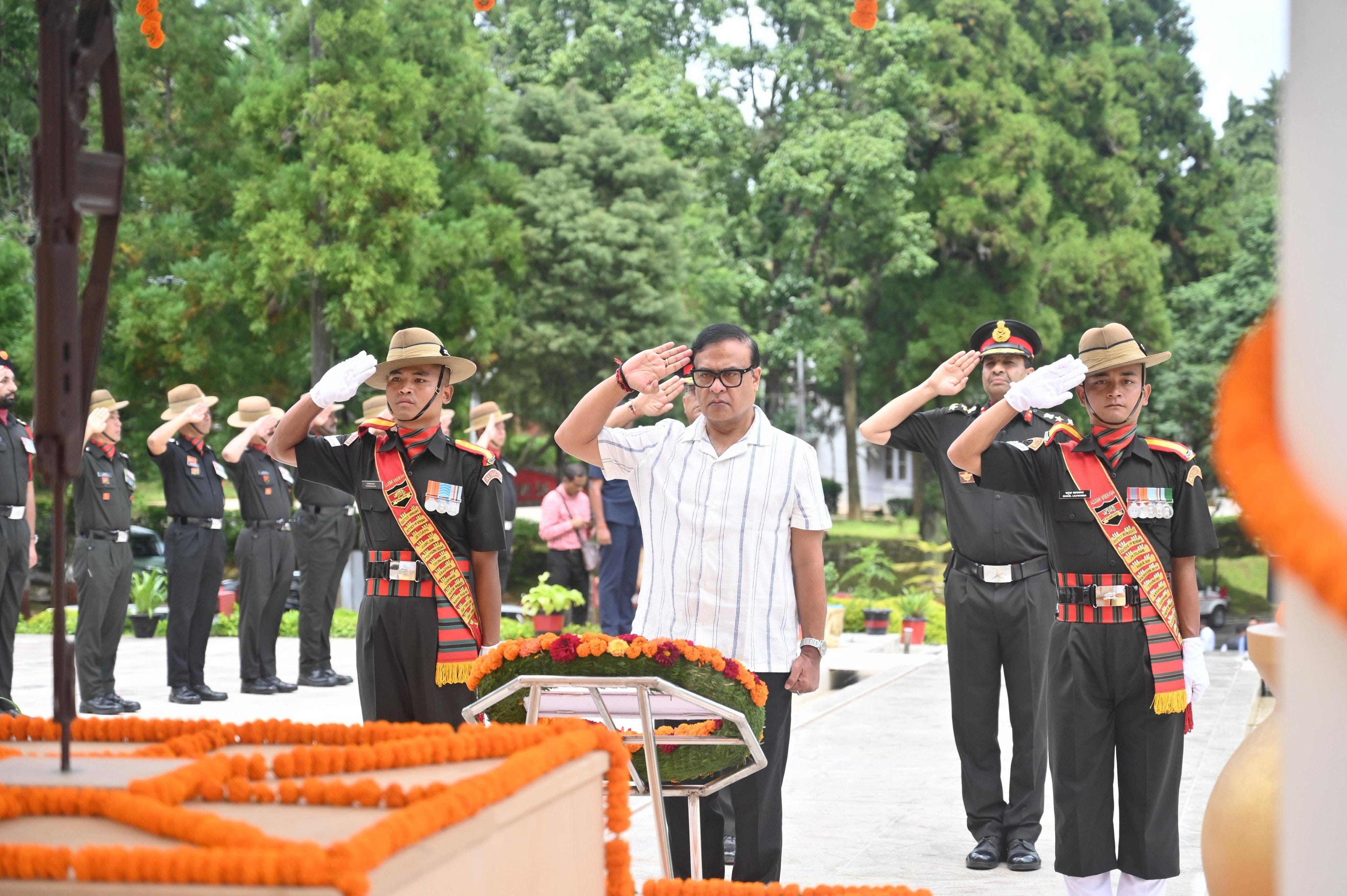 CM Sarma pays tribute to Assam Regiment heroes in Shillong (Photo: @himantabiswa/X)