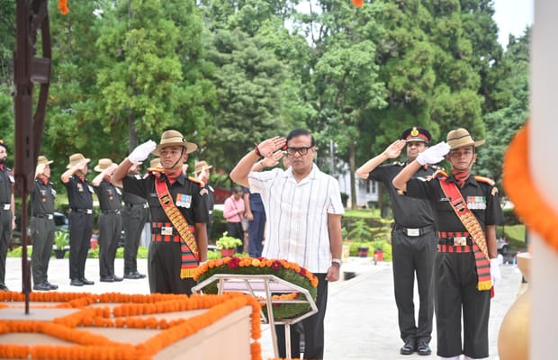 CM Sarma pays tribute to Assam Regiment heroes in Shillong (Photo: @himantabiswa/X)