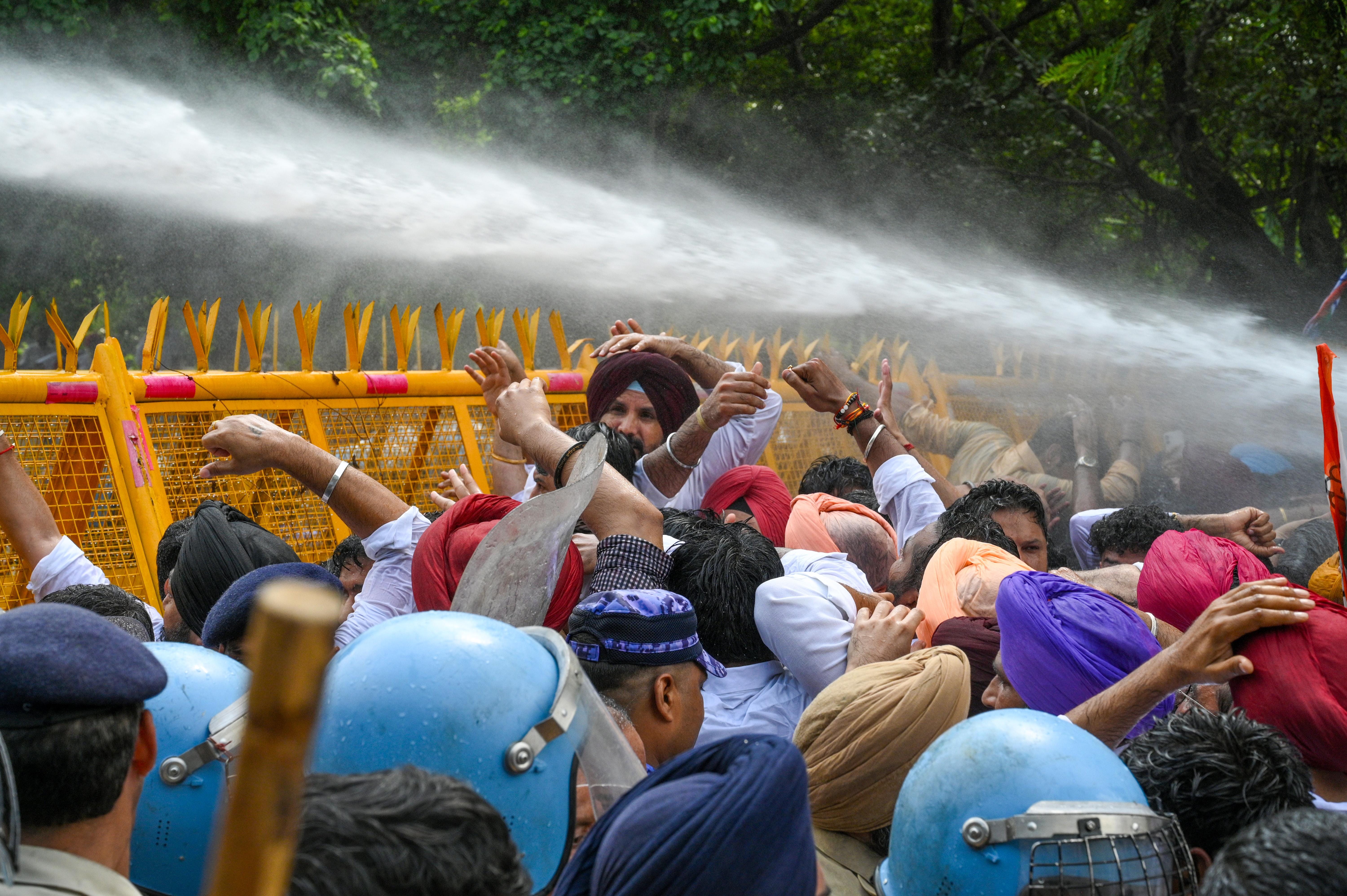 Congress workers protest in Chandigarh