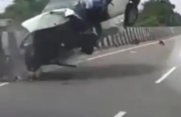 Dashcam video shows Atiq Ahmed’s son’s car losing control before deadly crash