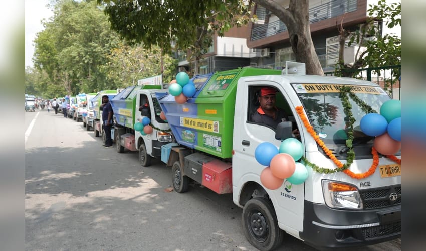 Delhi CM Rekha Gupta flags off 917 modern waste collection vehicles