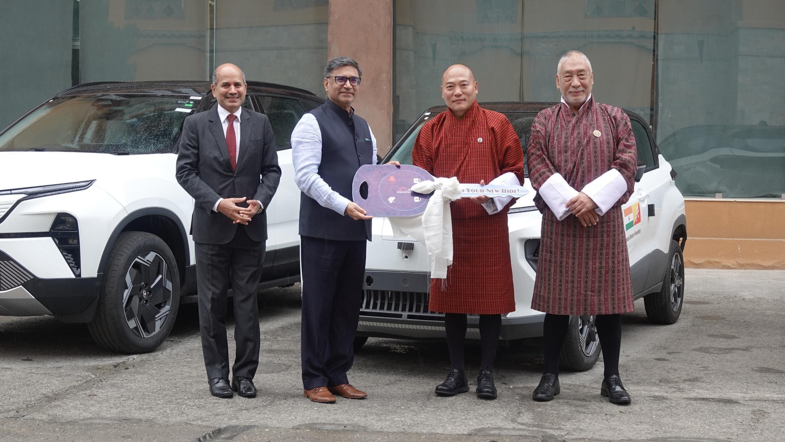 Foreign Secretary reviews India-supported projects in Bhutan with his counterpart, hands over 45 cars