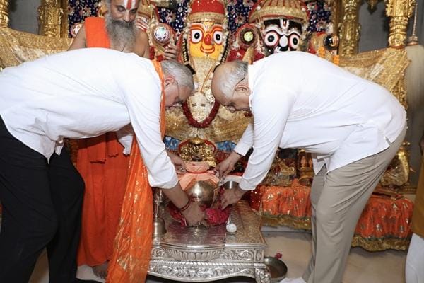 Gujarat CM participates in Guru Ravidas 650th birth anniversary Kalash installation at Jagannath Temple (Photo: IANS)