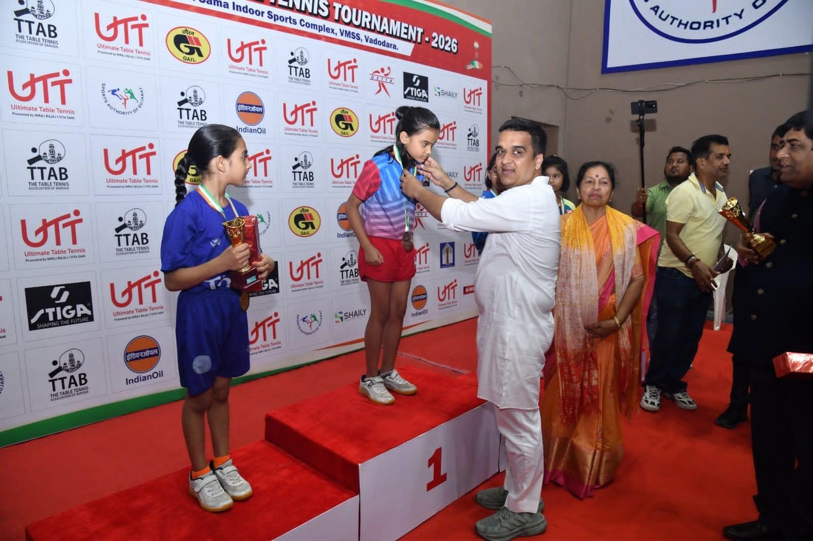 Gujarat Dy CM honours table tennis winners, inspects sports complex in Anand (Photo: IANS)
