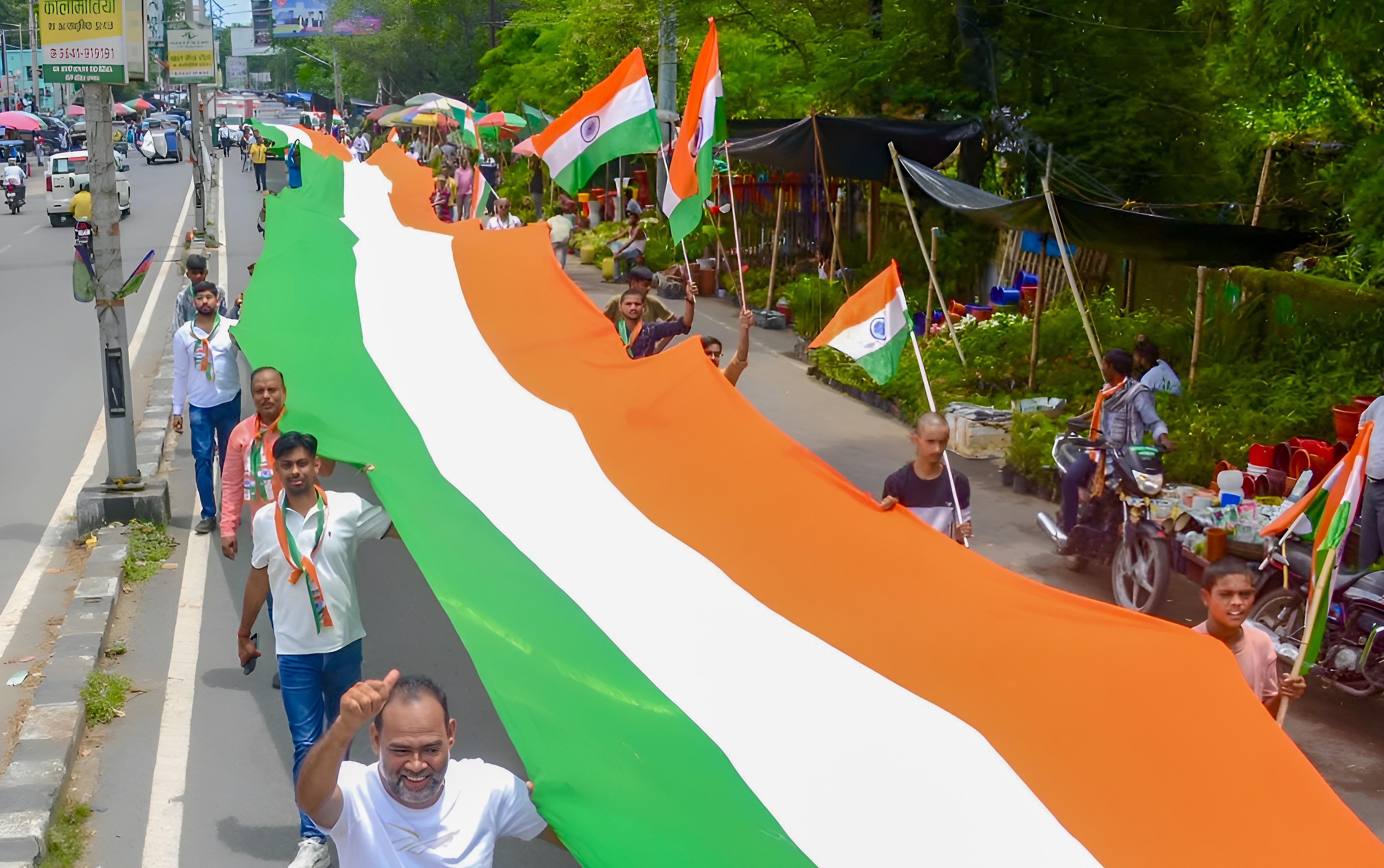 Gujarat: Large turnout marks Rajkot’s Tiranga Yatra ahead of I-Day (Photo: IANS)