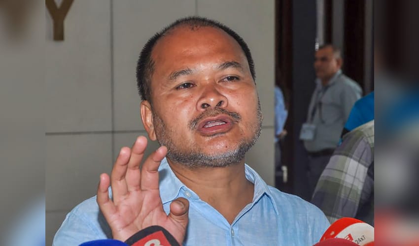 Guwahati: Akhil Gogoi speaks to media during Assam Assembly session