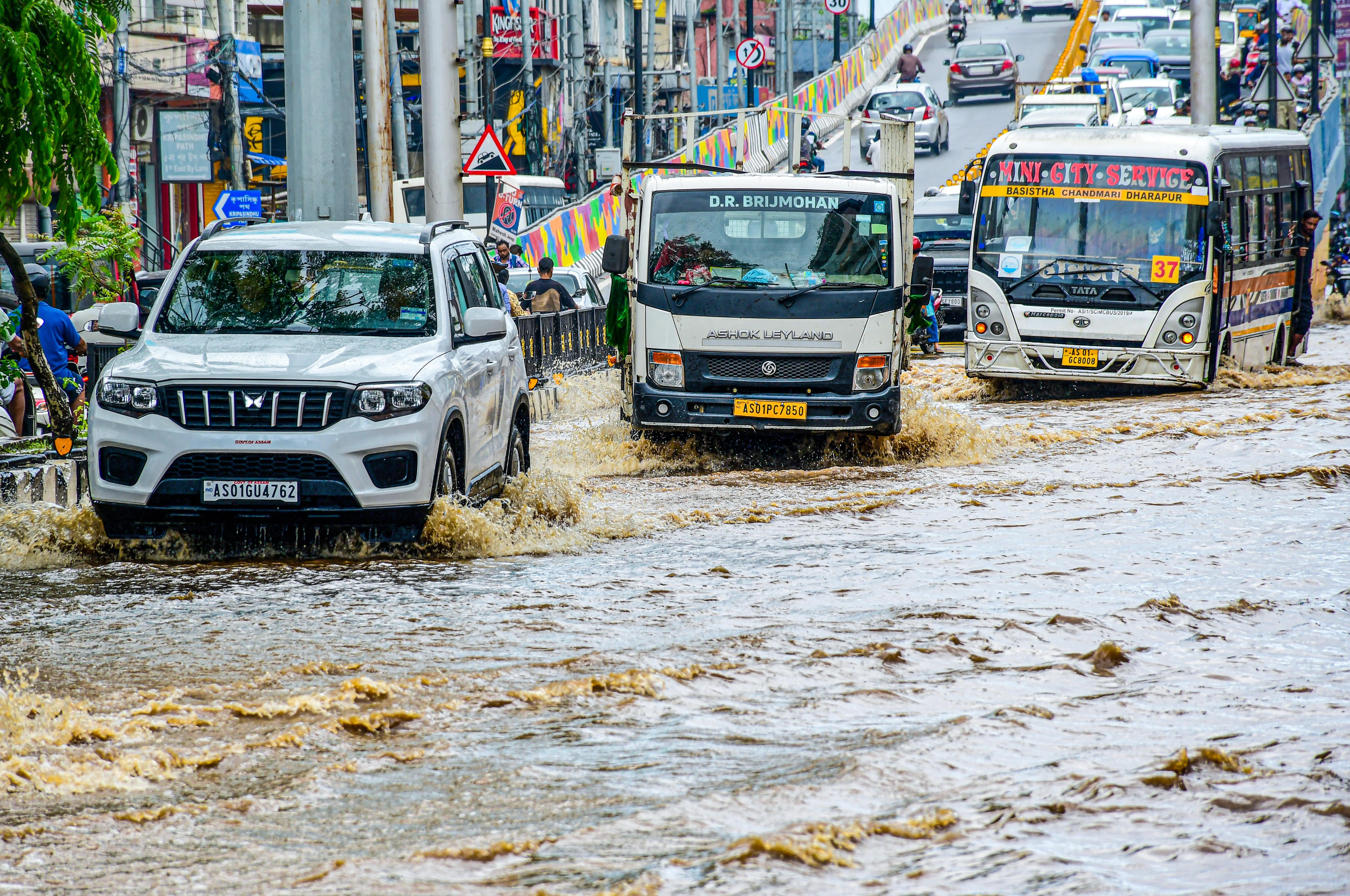 Guwahati: Flooded streets after heavy rain