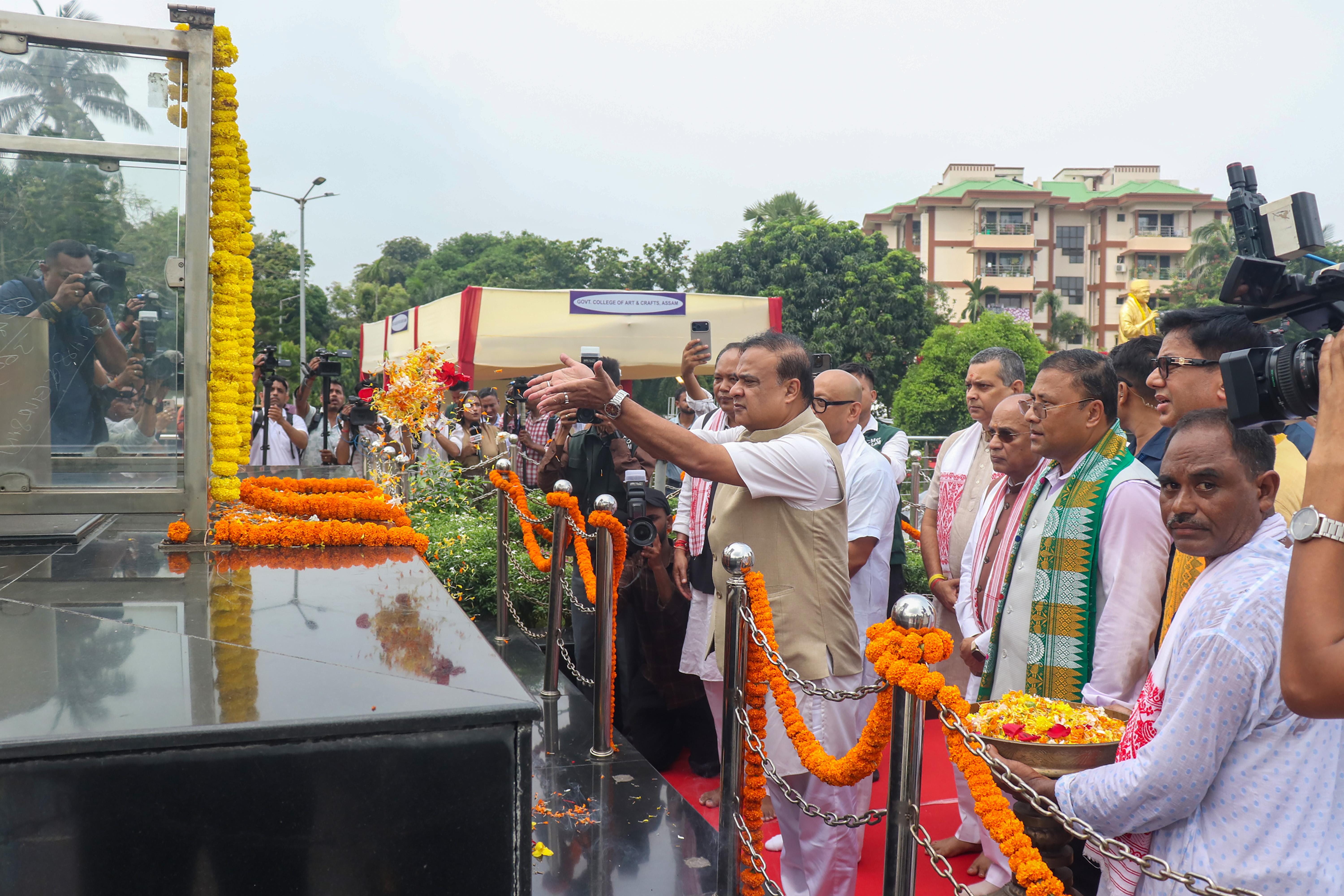 Guwahati: Tributes paid to Bhupen Hazarika