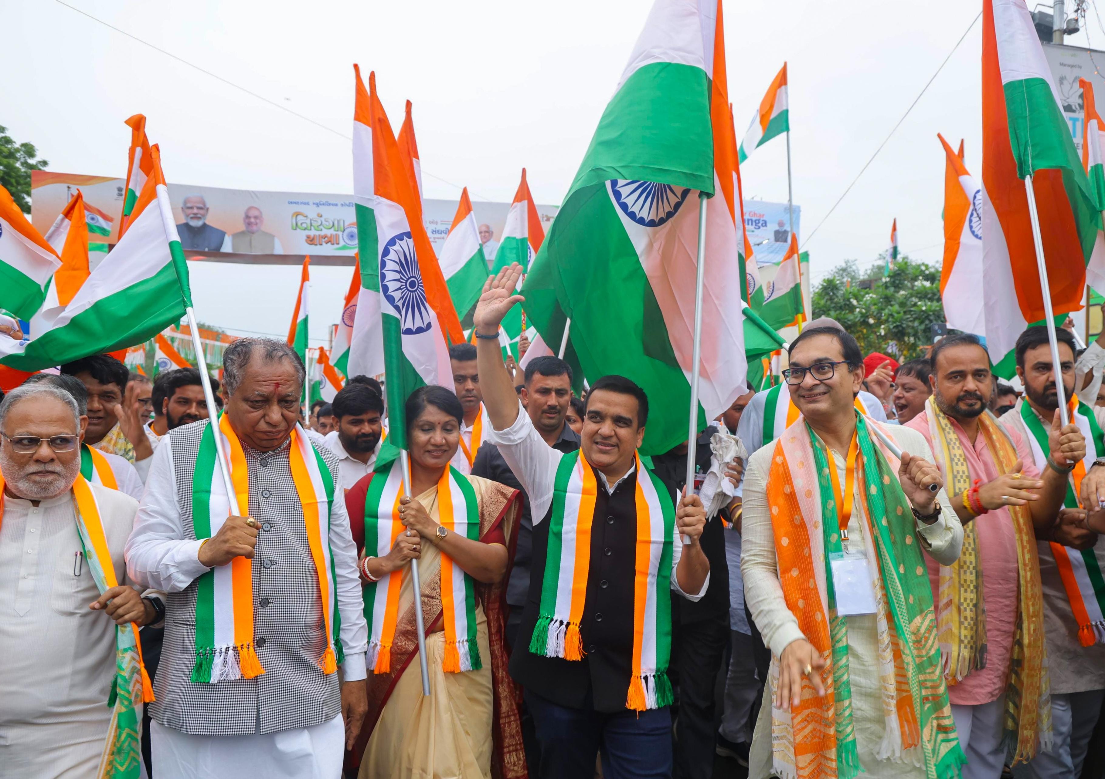 Harsh Sanghavi, Tiranga Yatra, Har Ghar Tiranga, Ahmedabad, Gujarat, Independence Day, Tricolour, Tiranga, patriotic event, August 15: Deputy CM Harsh Sanghavi participates in Tiranga Yatra