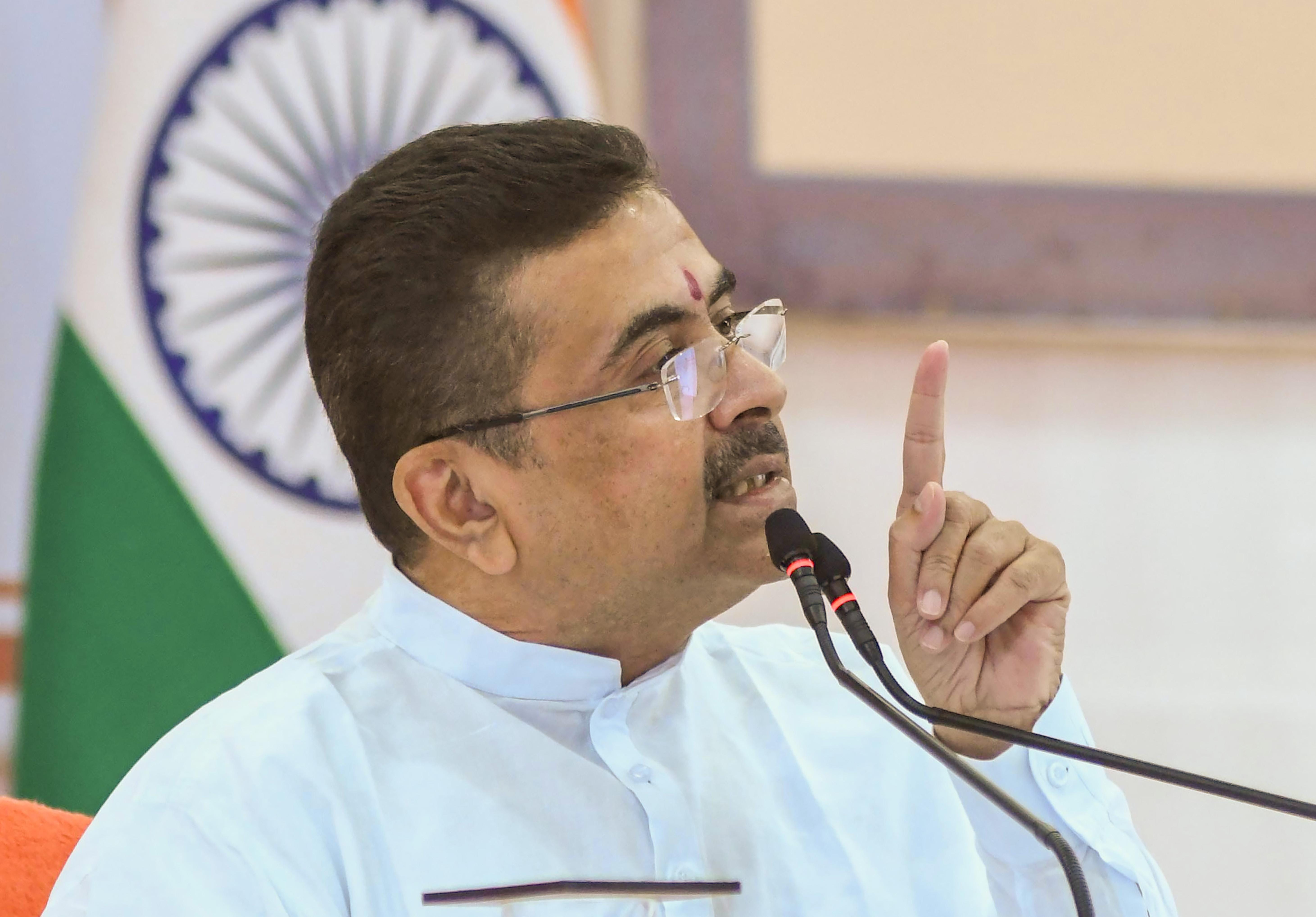 Howrah: WB CM Suvendu Adhikari during a press meet on Har Ghar Tiranga Campaign 2026