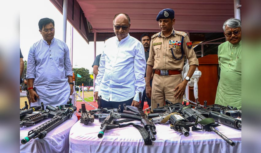 Imphal: Arms and explosives recovered in Manipur displayed