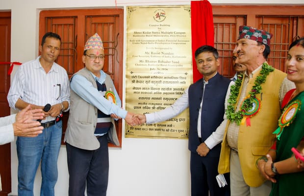 India-funded college building opens, school project begins in western Nepal