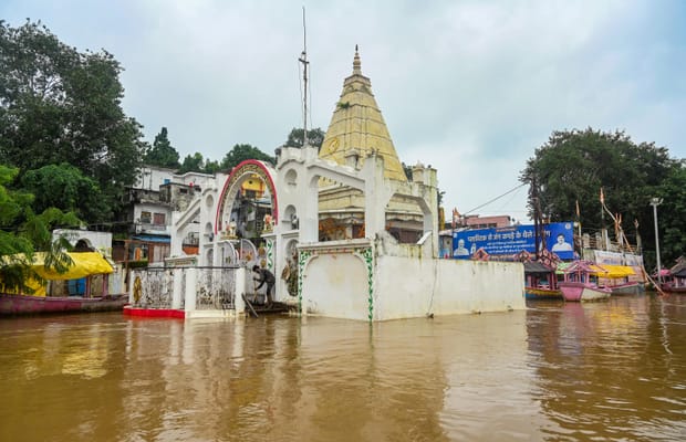 Jabalpur: Temple Partially Submerged as Narmada River Swells