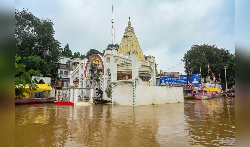 Jabalpur: Temple Partially Submerged as Narmada River Swells