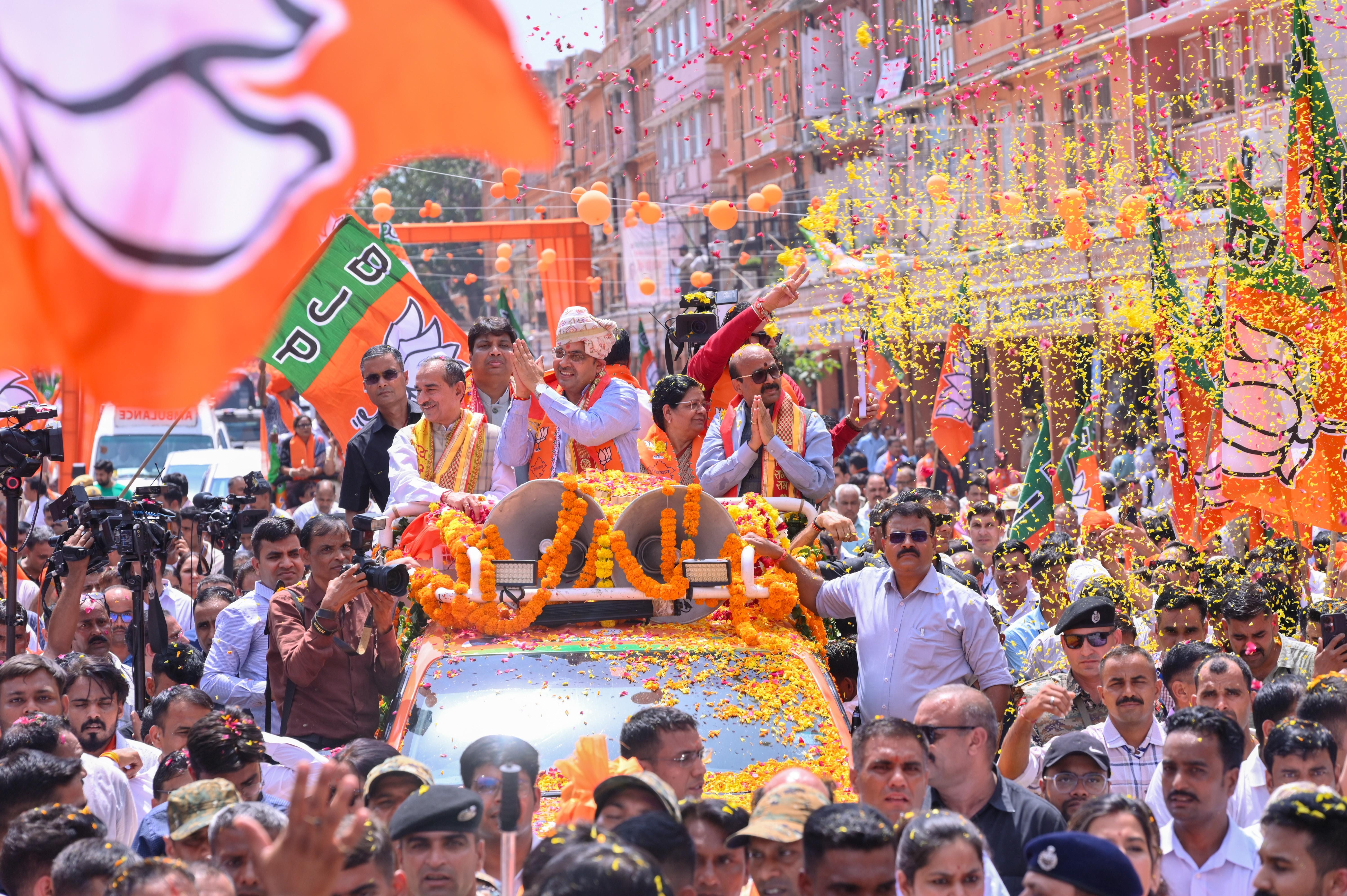 Jaipur: Bhajan Lal Sharma holds BJP roadshow