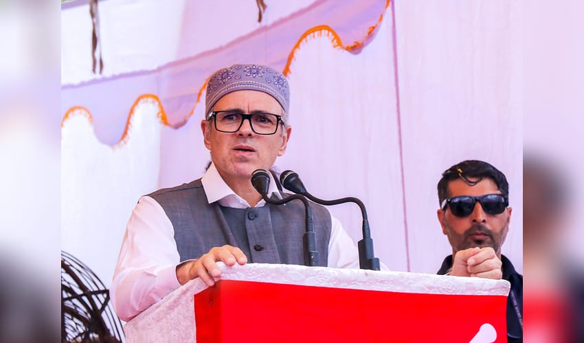 Jammu: Omar Abdullah at Delhi Chalo rally