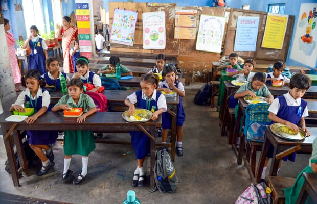 Kolkata: Primary School Students Receive Mid-Day Meals