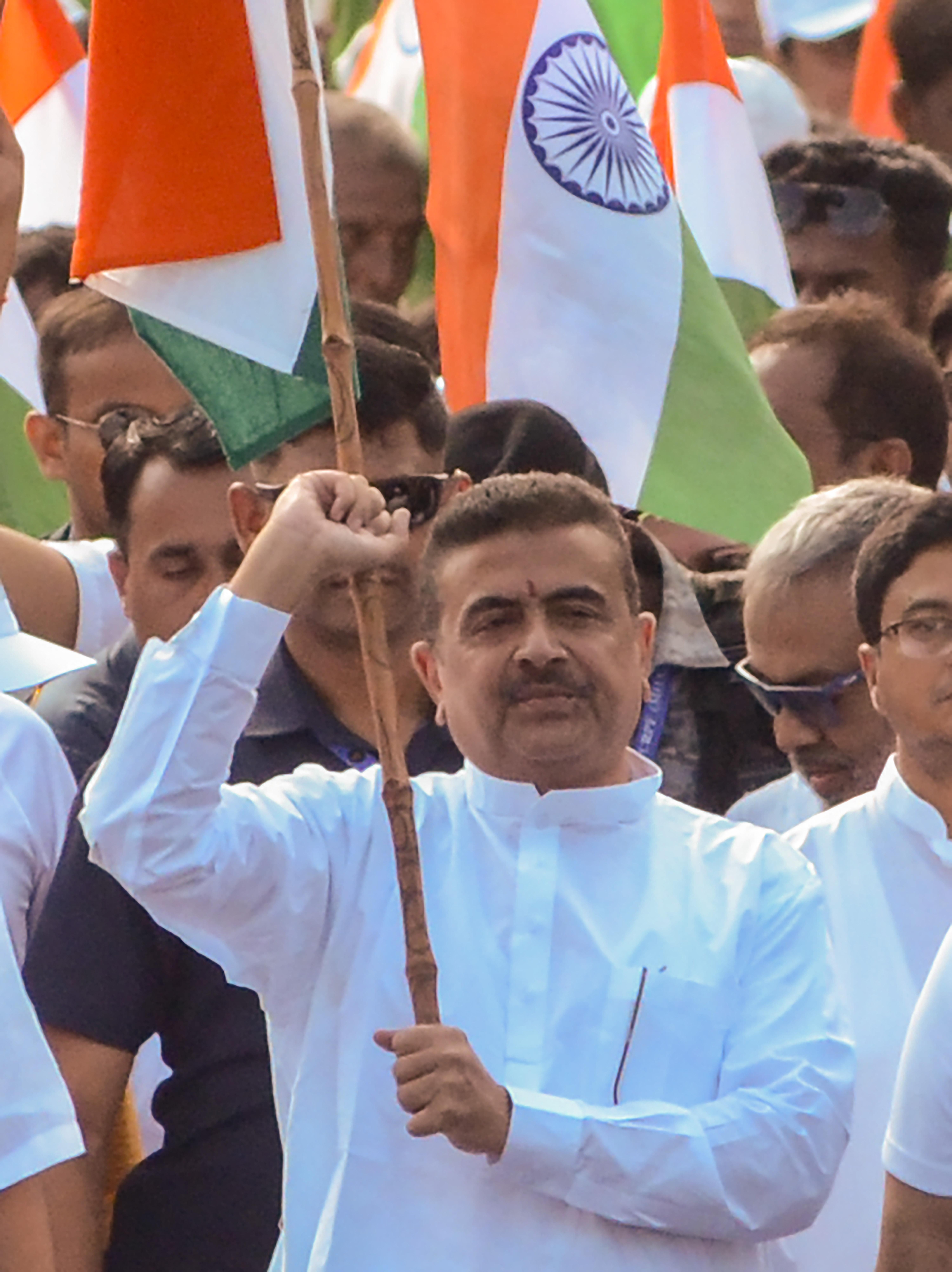Kolkata: Suvendu Adhikari leads Tiranga Yatra