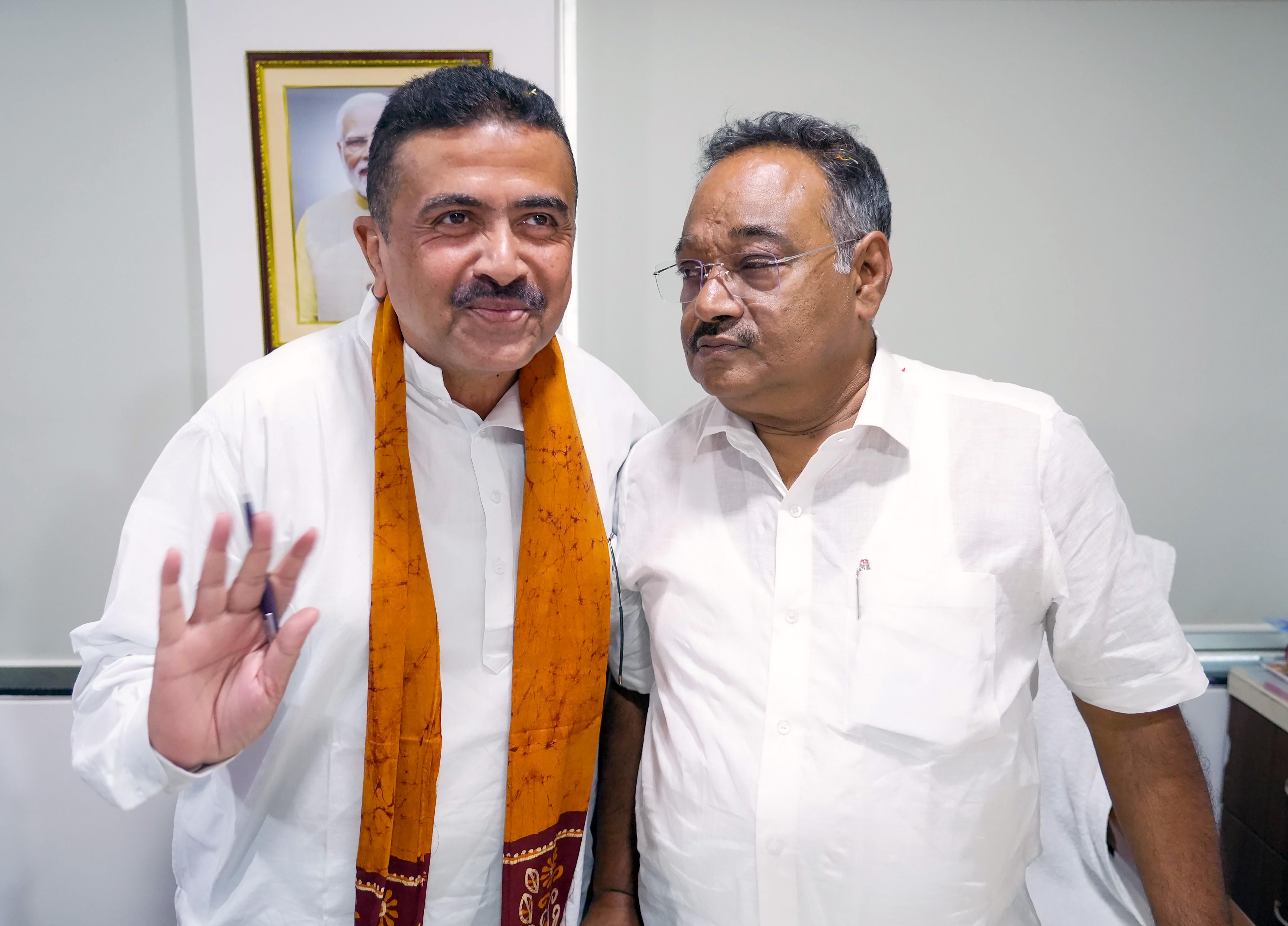 Kolkata: Suvendu Adhikari, Samik Bhattacharya Visit BJP State Office