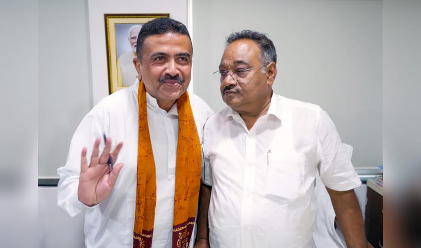 Kolkata: Suvendu Adhikari, Samik Bhattacharya Visit BJP State Office