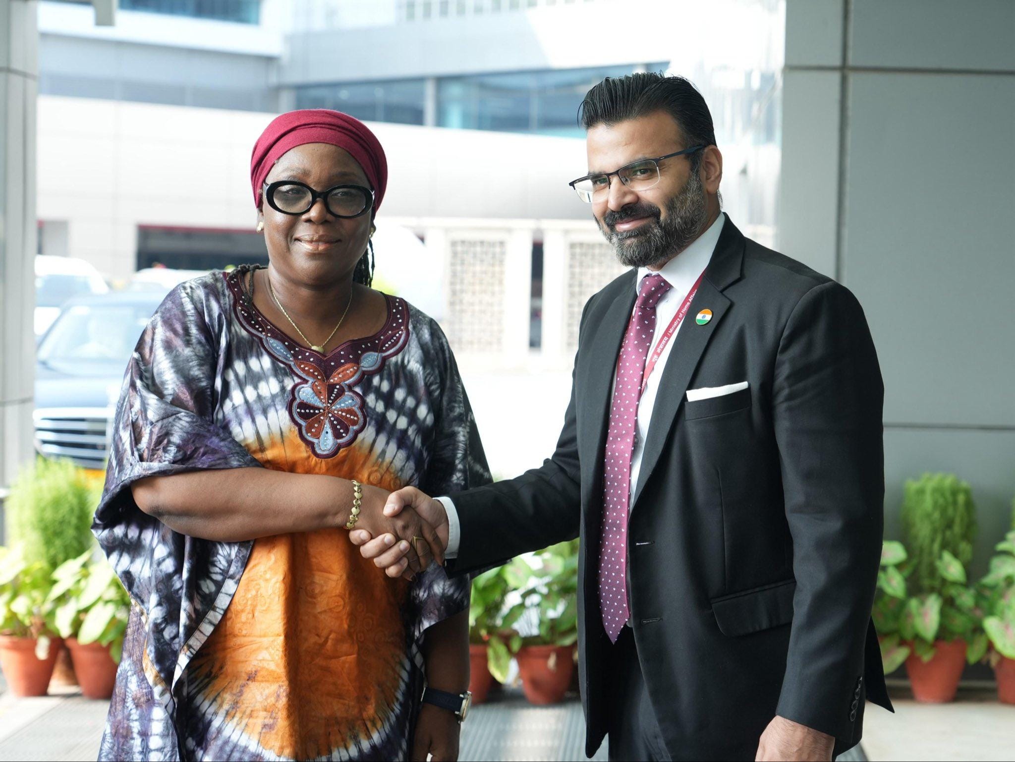 Liberia's Foreign Minister Sara Beysolow Nyanti arrives in New Delhi