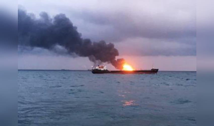 Merchant vessel catches fire after attack near Strait of Hormuz