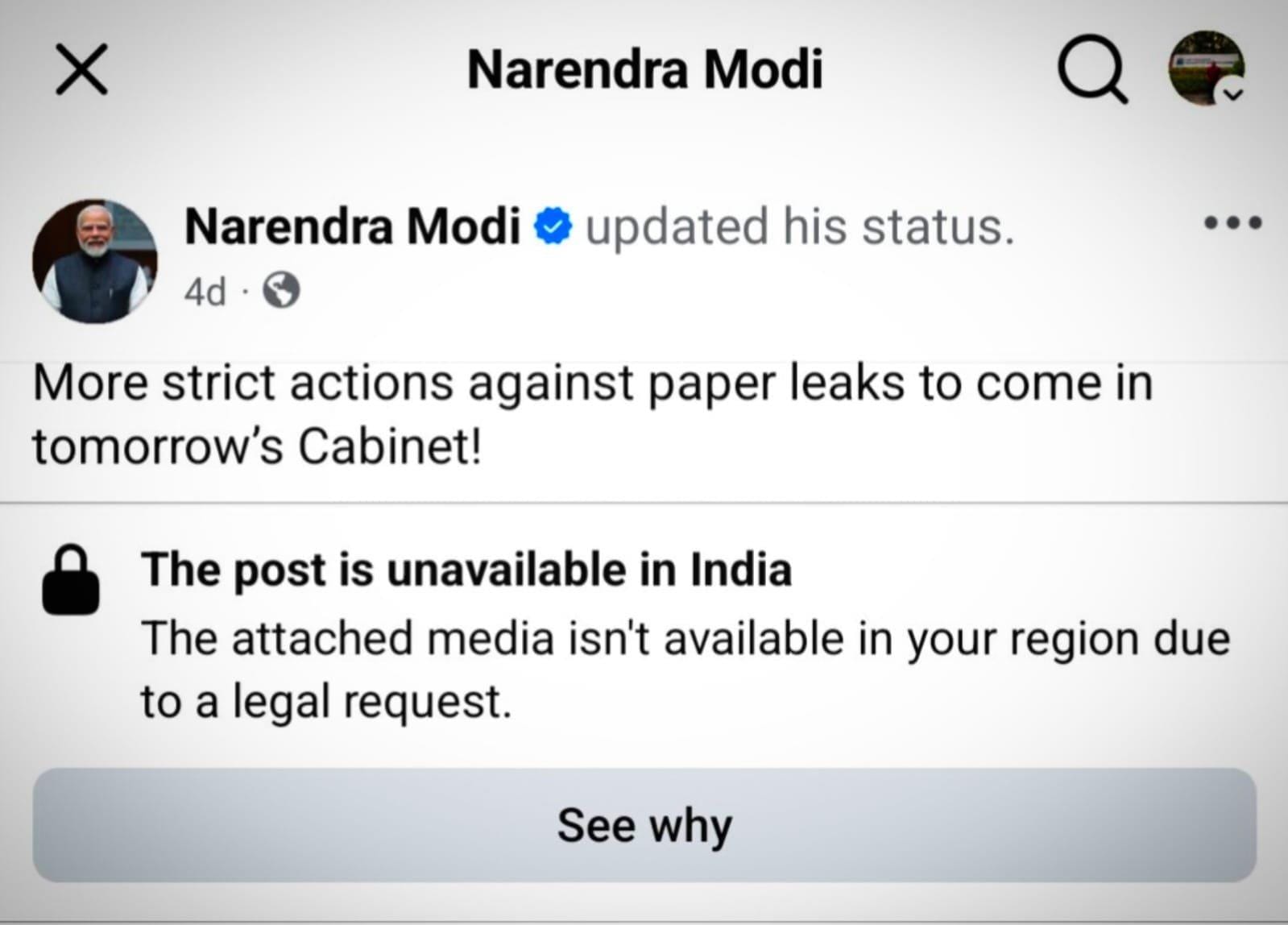 Meta restores PM Modi's Facebook video, says removal was an error