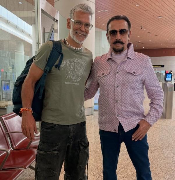 Milind Soman runs into Gulshan Grover at the airport: Sabka dost kaun? 
