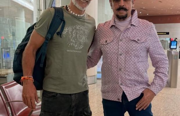 Milind Soman runs into Gulshan Grover at the airport: Sabka dost kaun?