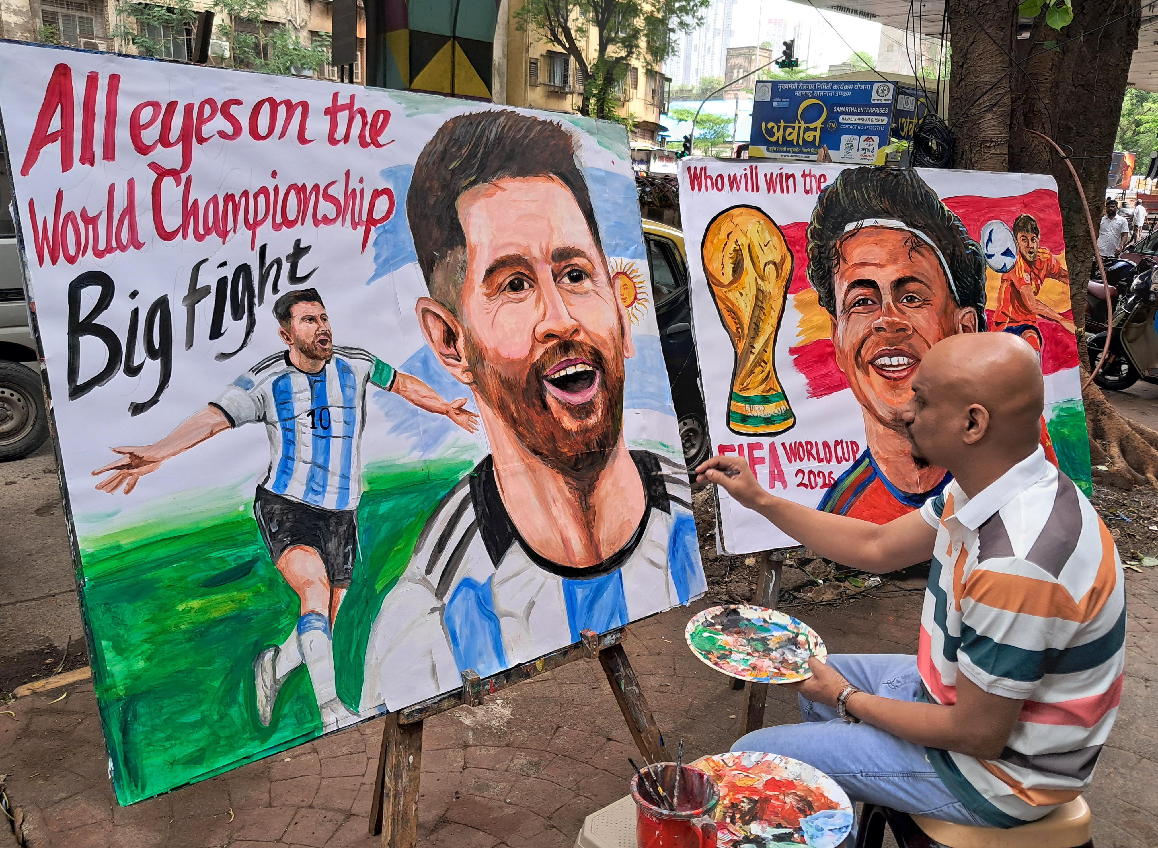 Mumbai: Gurukul School of Art creates Messi and Yamal paintings ahead of FIFA World Cup final