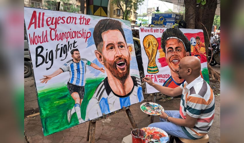 Mumbai: Gurukul School of Art creates Messi and Yamal paintings ahead of FIFA World Cup final