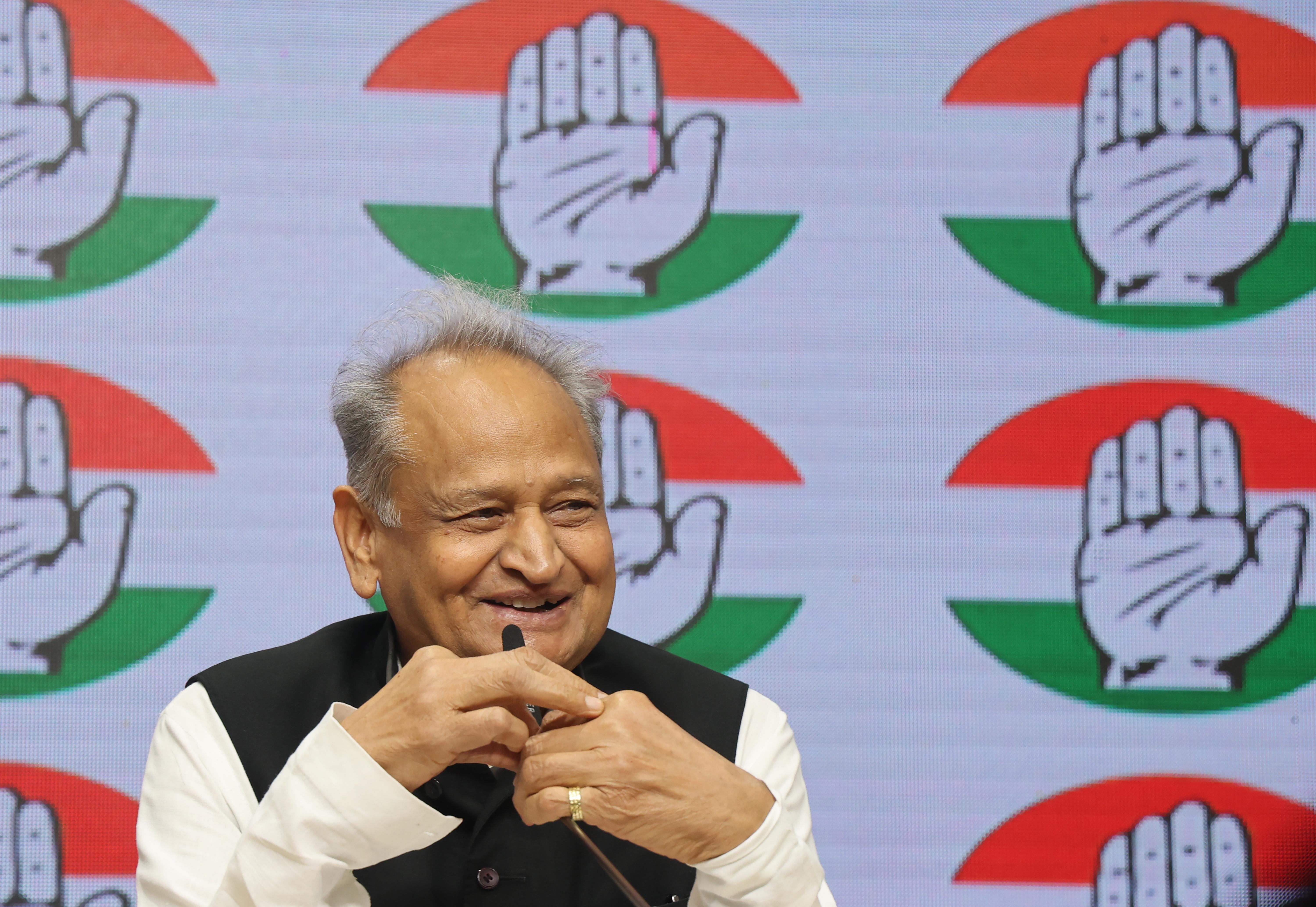 New Delhi: Ashok Gehlot Addresses Press Conference at AICC Headquarters