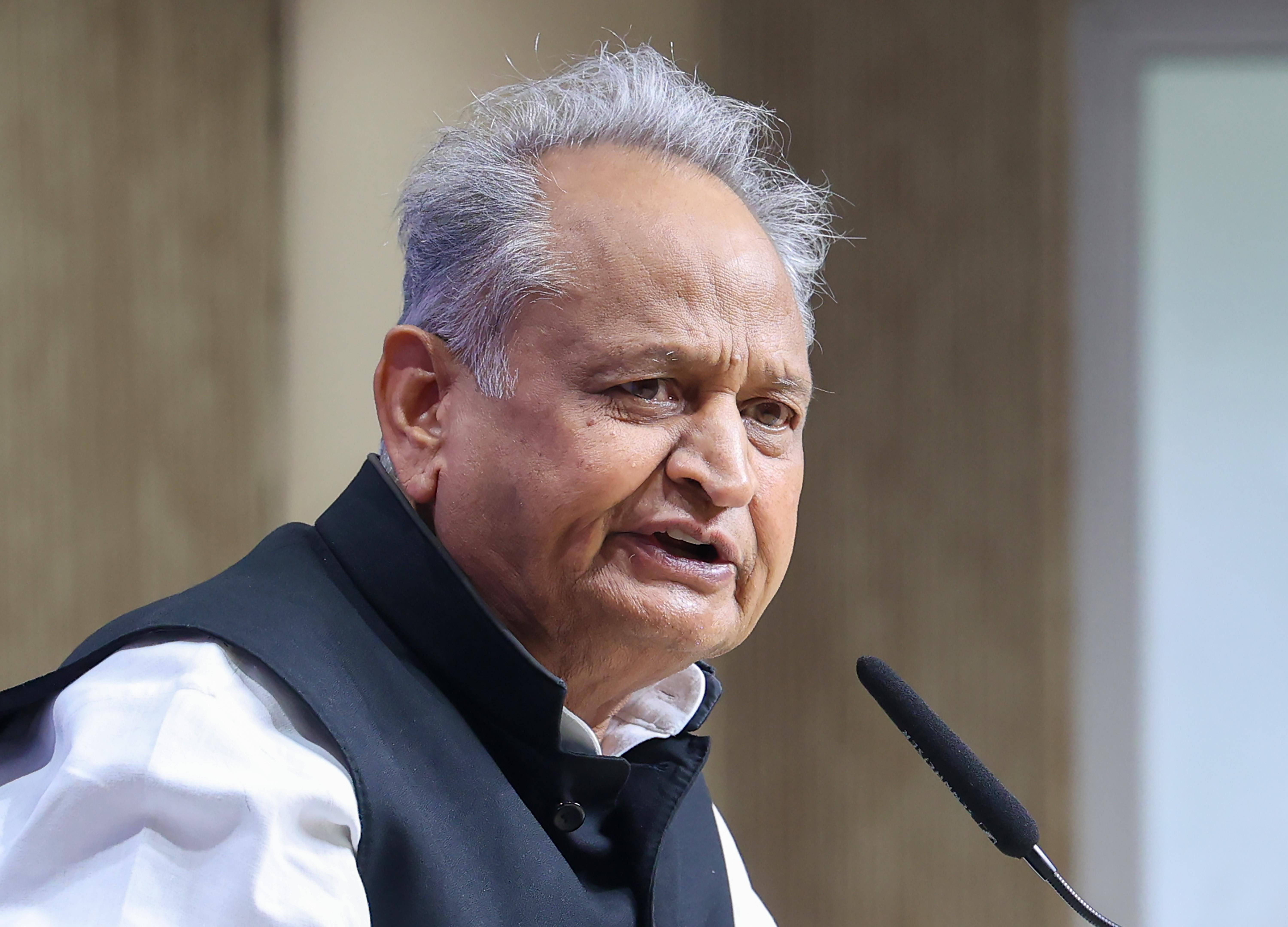 New Delhi: Ashok Gehlot Addresses Press Conference at AICC Headquarters