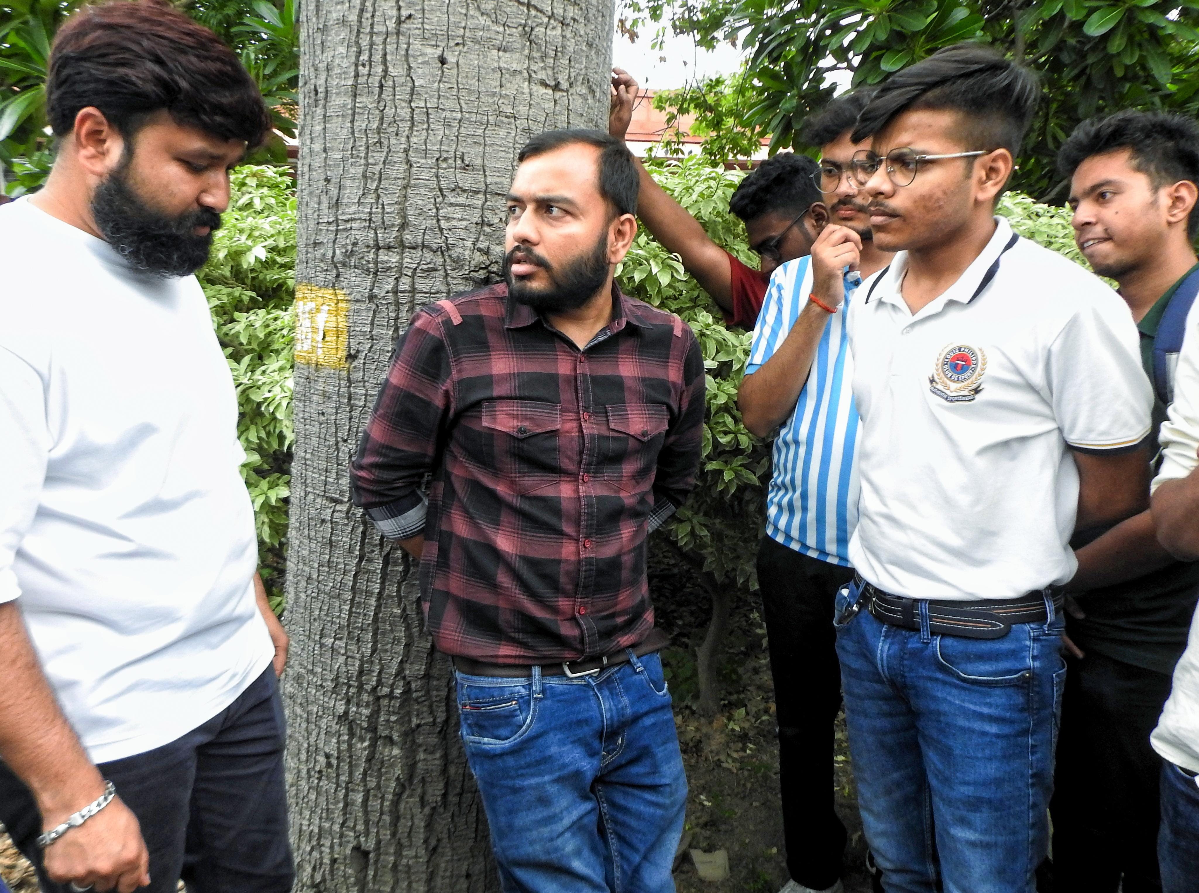 New Delhi: Founder of Physics Wallah, Alakh Pandey and students outside the Supreme Court during the hearing on the alleged NEET UG exam leak
