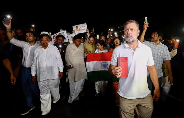 New Delhi: INDIA bloc MPs at Gandhi Smriti