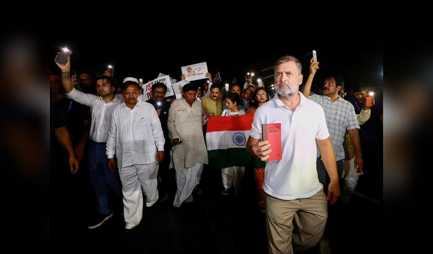 New Delhi: INDIA bloc MPs at Gandhi Smriti
