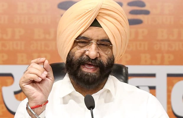 New Delhi: Manjinder Singh Sirsa addresses press conference at BJP headquarters