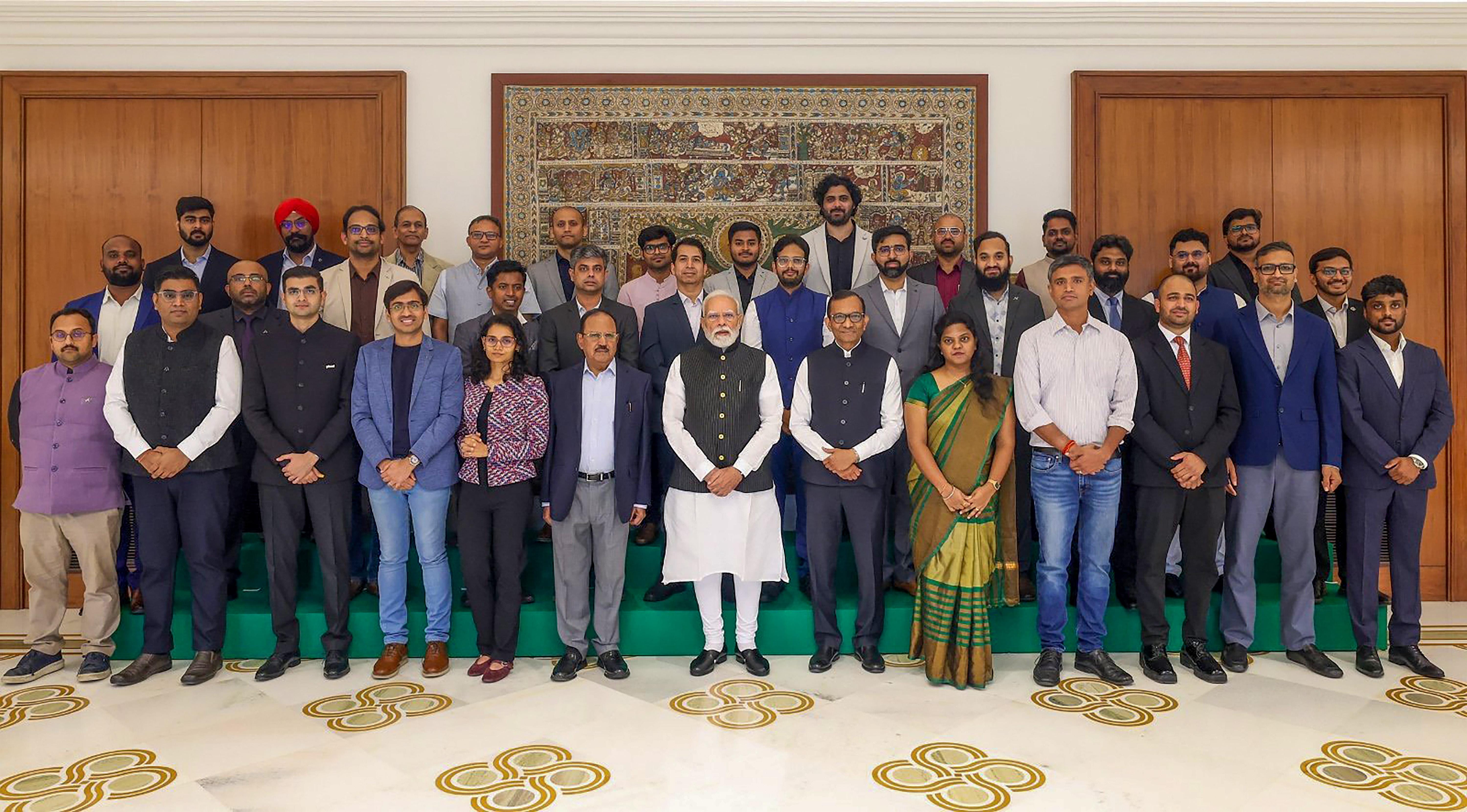 New Delhi: PM Modi interacts with space sector startups and innovators