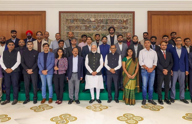 New Delhi: PM Modi interacts with space sector startups and innovators