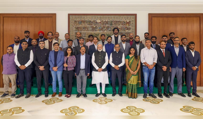 New Delhi: PM Modi interacts with space sector startups and innovators